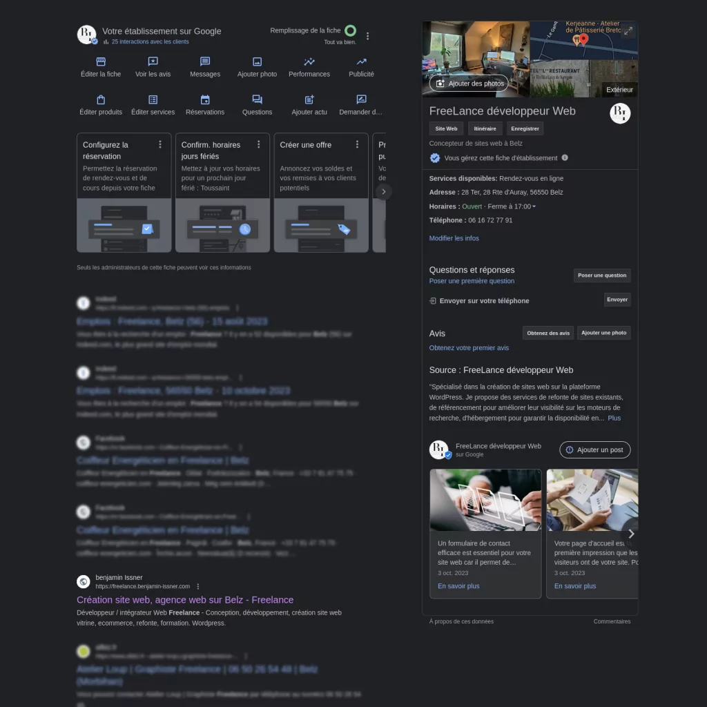 Améliorer son référencement local avec la fiche Google My Business, 10 étapes - benjamin Issner développeur web Belz